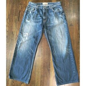 BKE Marshall Boot Cut Jeans Men's 36x32 Blue Medium Wash Distressed 100% Cotton